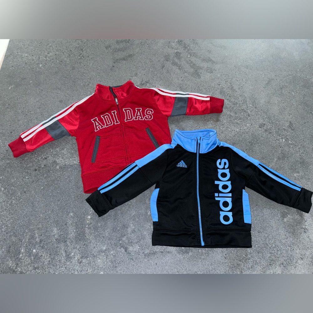 Adidas track jacket bundle boy's sz 12 mo, 18 mo EUC